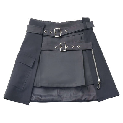 Asymmetric High-Rise Mini Flared Skirt