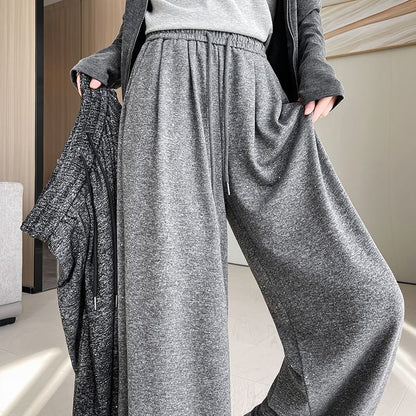 Drawstring Waist Melange Wide Leg Pants (Various Designs)