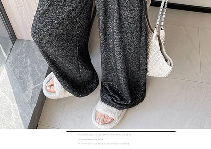 Drawstring Waist Melange Wide Leg Pants (Various Designs)