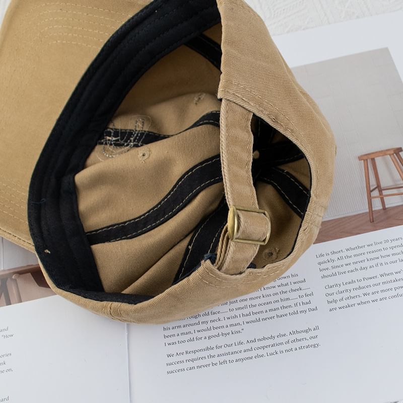 Lettering Applique Distressed Baseball Cap