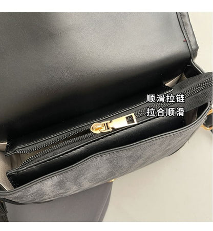 Faux Leather Contrast Piping Crossbody Bag