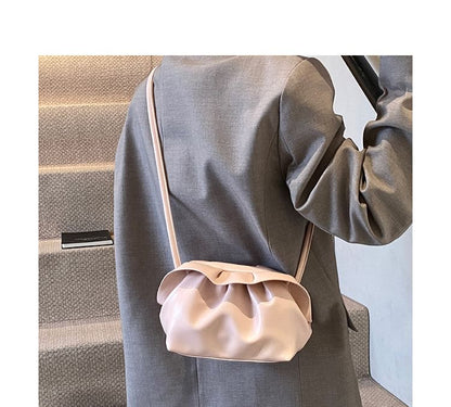 Faux Leather Ruched Crossbody Bag