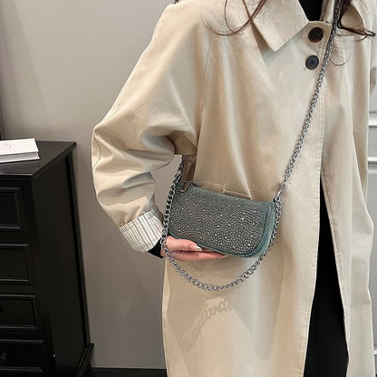 Denim Rhinestone Evening Clutch