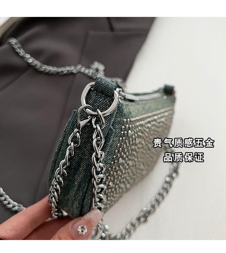 Denim Rhinestone Evening Clutch