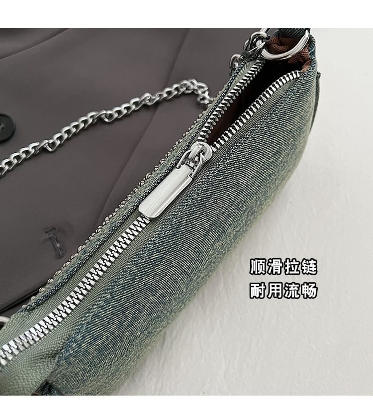 Denim Rhinestone Evening Clutch