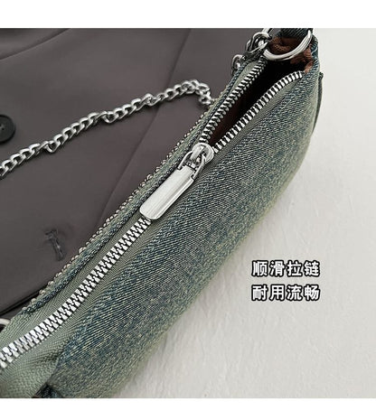 Denim Rhinestone Evening Clutch