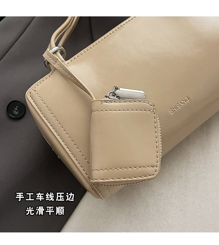 Faux Leather Box Shoulder Bag
