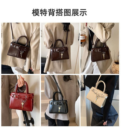 Faux Leather Buckle Crossbody Bag