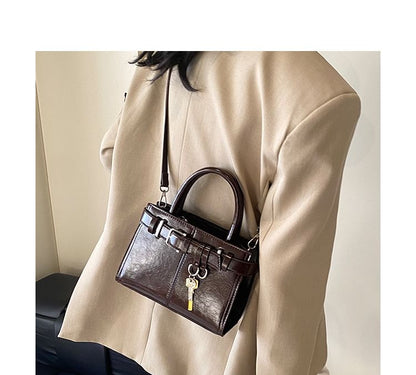 Faux Leather Buckle Crossbody Bag