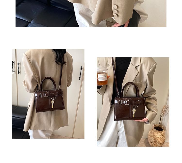 Faux Leather Buckle Crossbody Bag