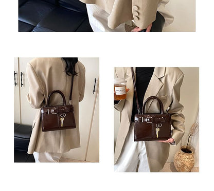 Faux Leather Buckle Crossbody Bag