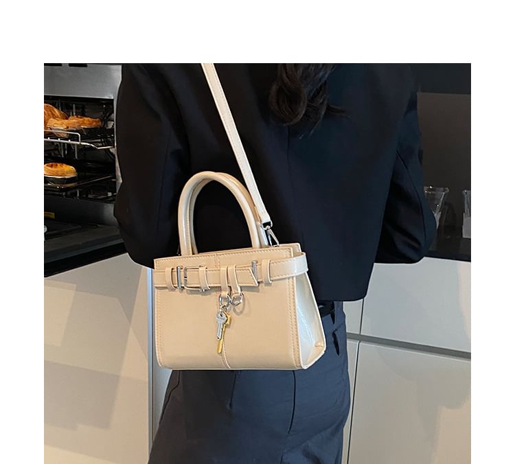 Faux Leather Buckle Crossbody Bag