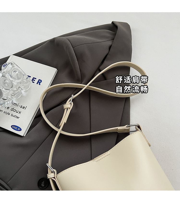 Faux Leather Plain Bucket Bag