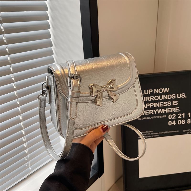Bow Accent Flap Crossbody Bag