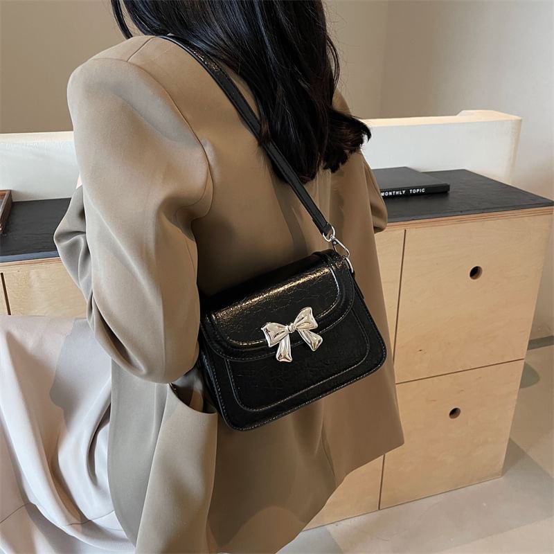 Bow Accent Flap Crossbody Bag