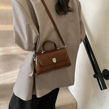 Faux Leather Flap Crossbody Bag