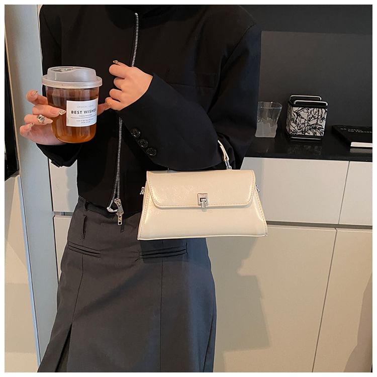 Faux Leather Flap Crossbody Bag