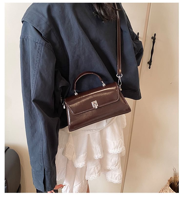 Faux Leather Flap Crossbody Bag