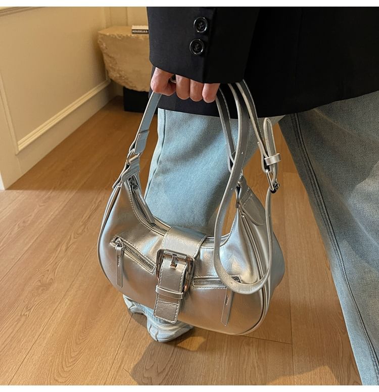 Faux Leather Bucked Shoulder Bag