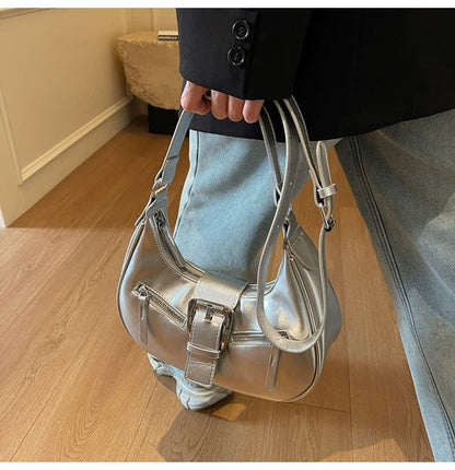 Faux Leather Bucked Shoulder Bag