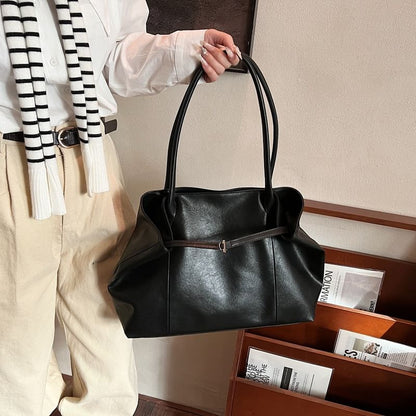 Faux Leather Plain Tote Bag
