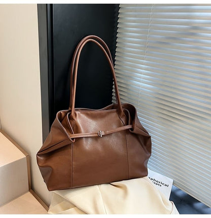 Faux Leather Plain Tote Bag
