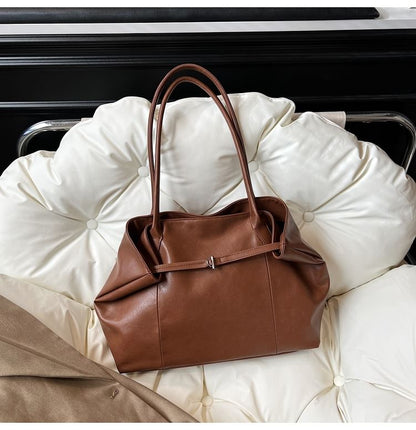 Faux Leather Plain Tote Bag