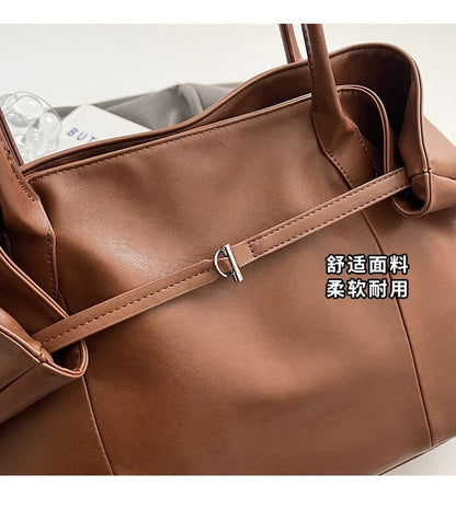 Faux Leather Plain Tote Bag