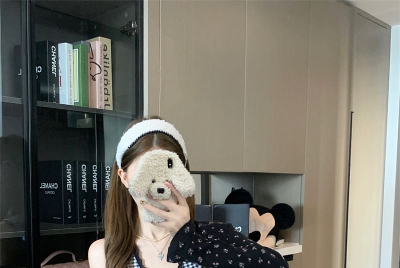 Plaid Panel Crop Cami Top / Floral Print Cardigan / Mini Dress