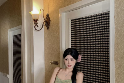 Melange Knit Camisole Top / High Rise Maxi Pencil Skirt