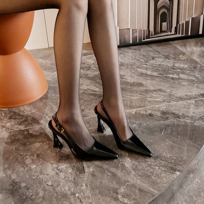 High Heel Buckled Slingback Pumps