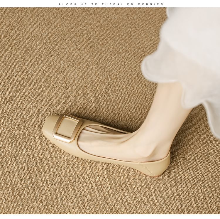 Square-Toe Buckled Flats