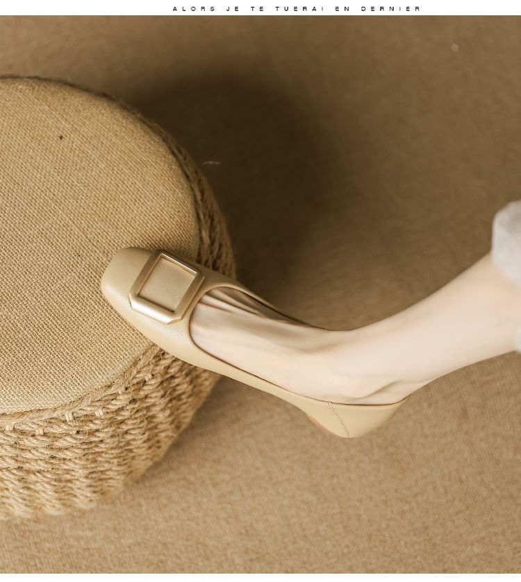 Square-Toe Buckled Flats