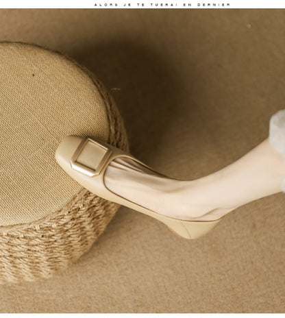 Square-Toe Buckled Flats