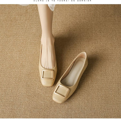 Square-Toe Buckled Flats