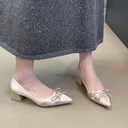 Chunky Heel Bow Pumps