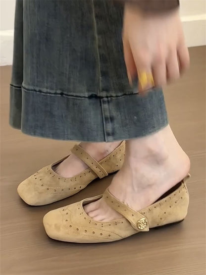Square-Toe Mary Jane Shoes