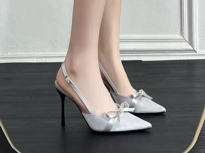 Stiletto Heel Bow Slingback Pumps