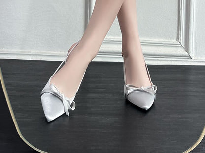 Stiletto Heel Bow Slingback Pumps