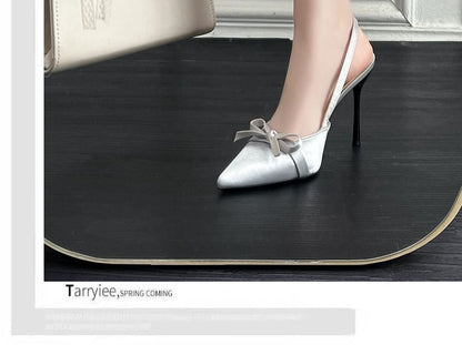 Stiletto Heel Bow Slingback Pumps