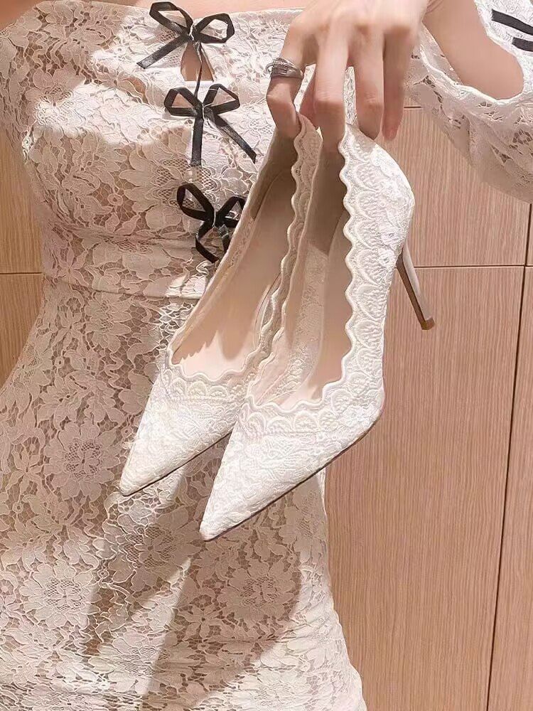 Stiletto Heel Lace Pumps