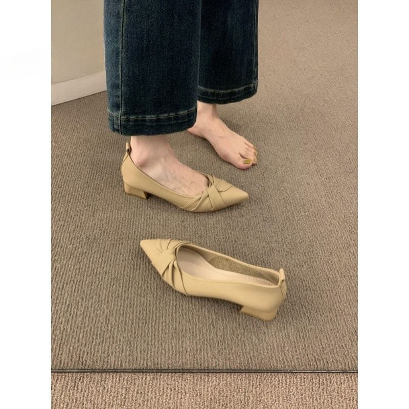 Pointy Shirred Flats