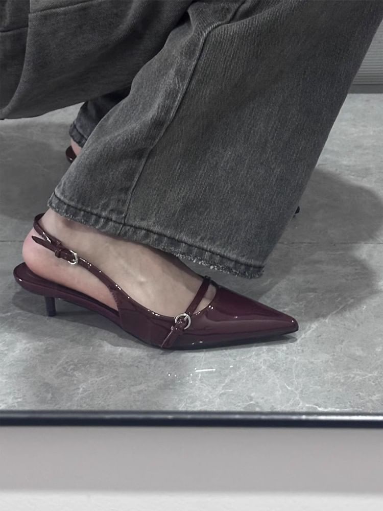 Low Heel Buckle Stiletto Heel Pumps