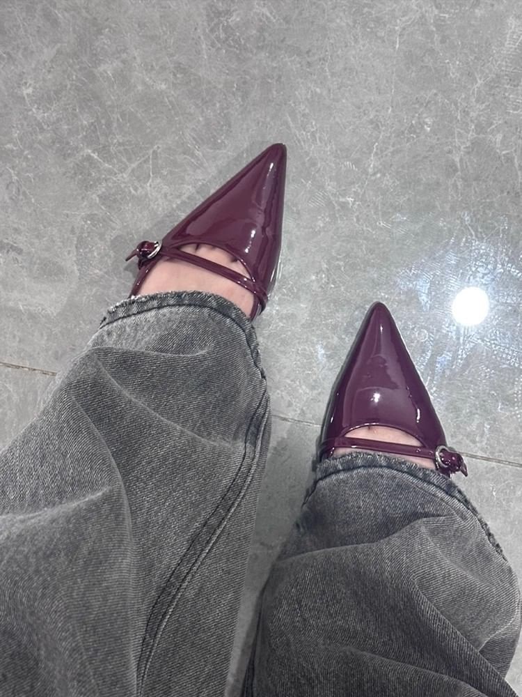 Low Heel Buckle Stiletto Heel Pumps