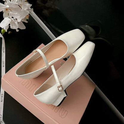 Square Toe Chunky Heel Mary Jane Shoes