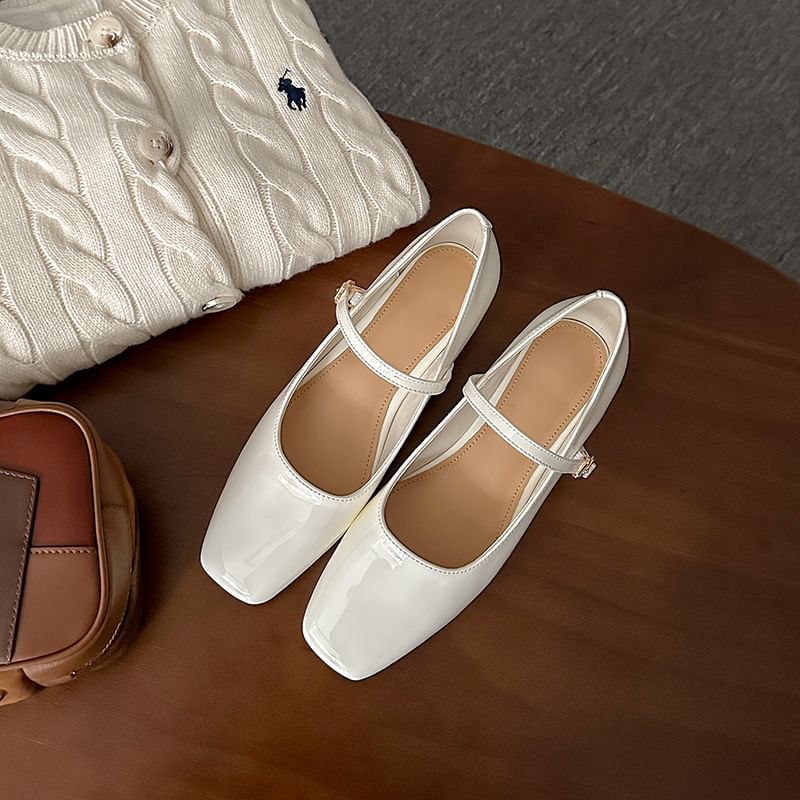 Square Toe Chunky Heel Mary Jane Shoes