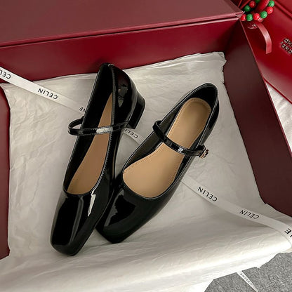 Square Toe Chunky Heel Mary Jane Shoes
