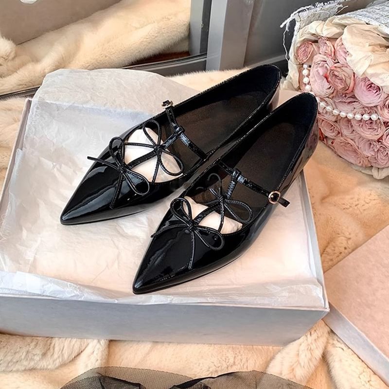 Pointed Bow Mary Jane Flats
