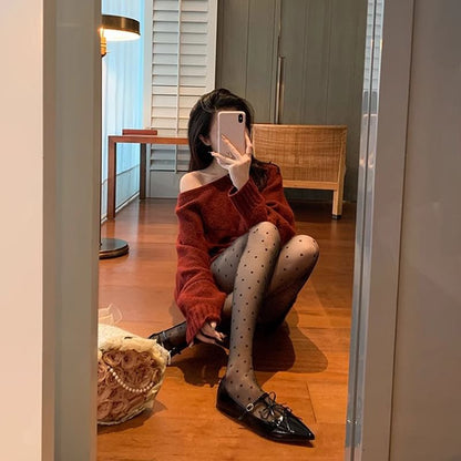 Pointed Bow Mary Jane Flats