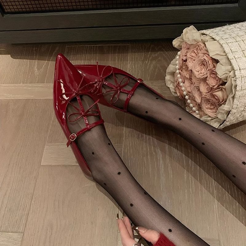 Pointed Bow Mary Jane Flats